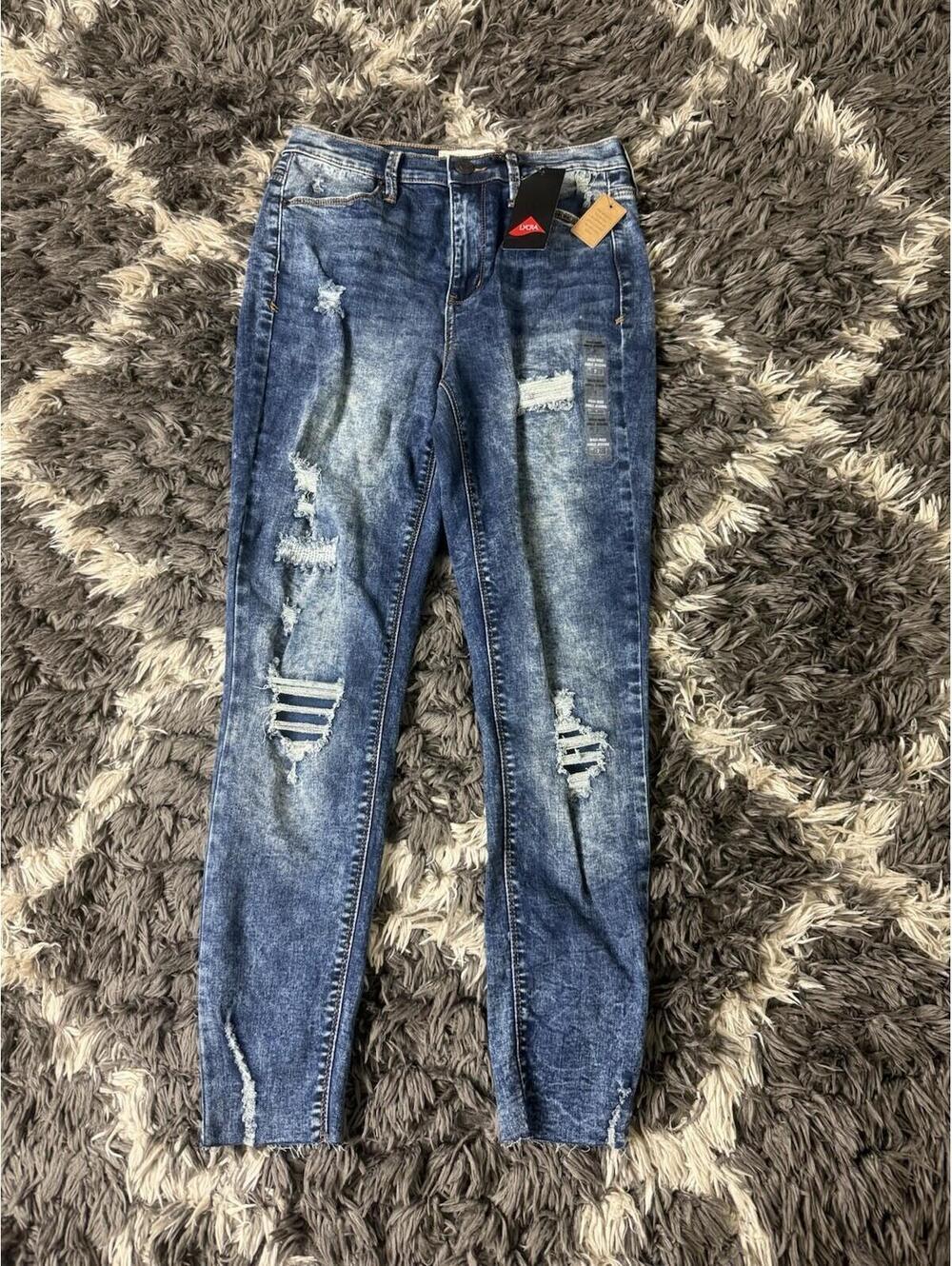Mudd High Rise Ankle Jegging Flex Stretch Distressed Acid Wash Jeans Size 7 NWT